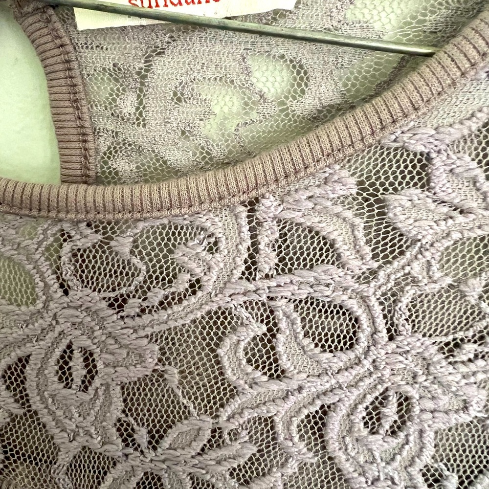 Sundance Manette Dress Medium Gray Lace 3/4 Sleeve (altered)from long sleeve - Picture 2 of 10